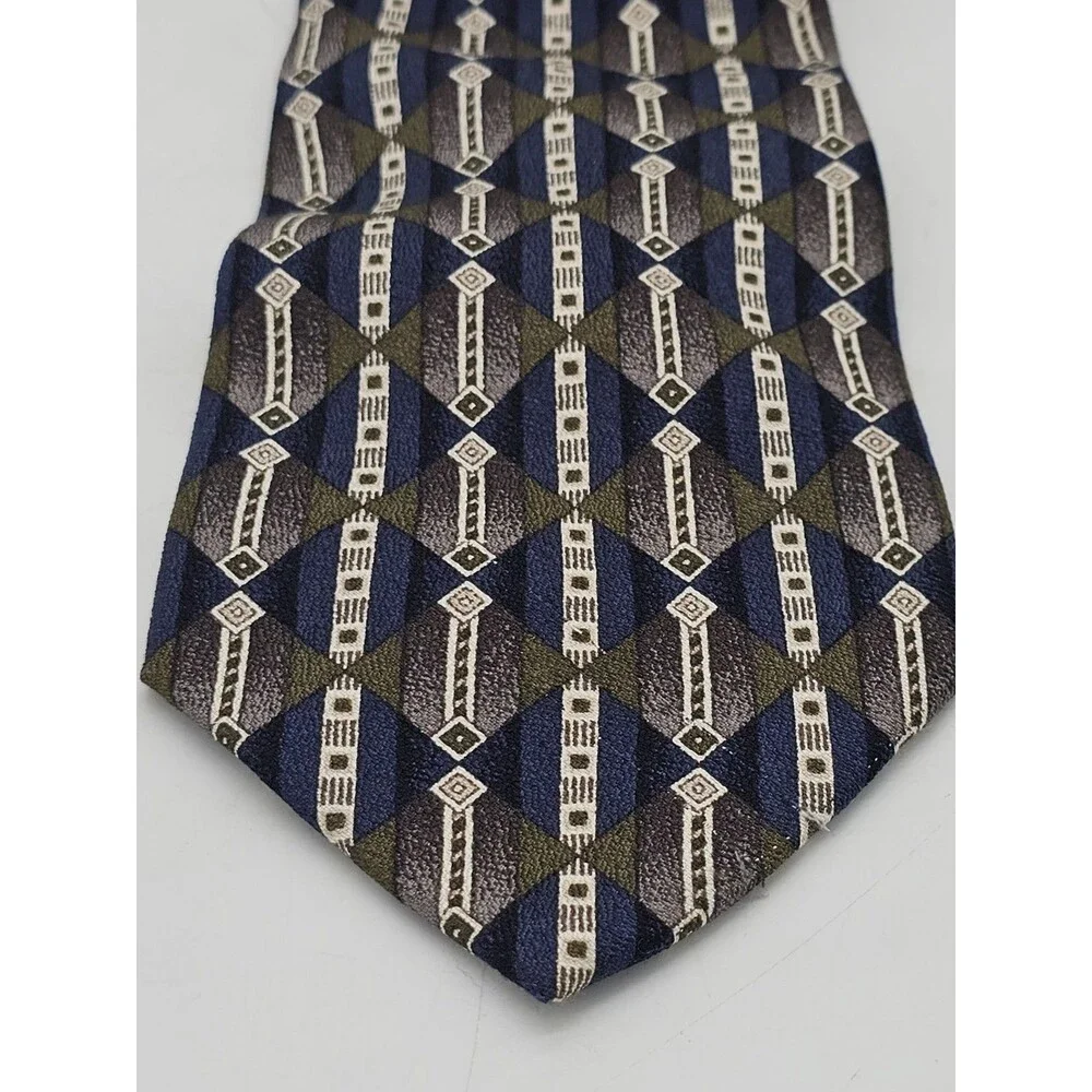 Lamberti Italy Art Deco Necktie Silk Diamond Geometric Vintage Handmade